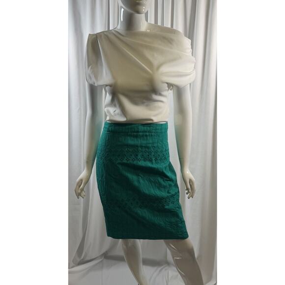 Ann Taylor LOFT Eyelets Pencil Skirt, Green, Sz: 8, 64-52 - Picture 2 of 16